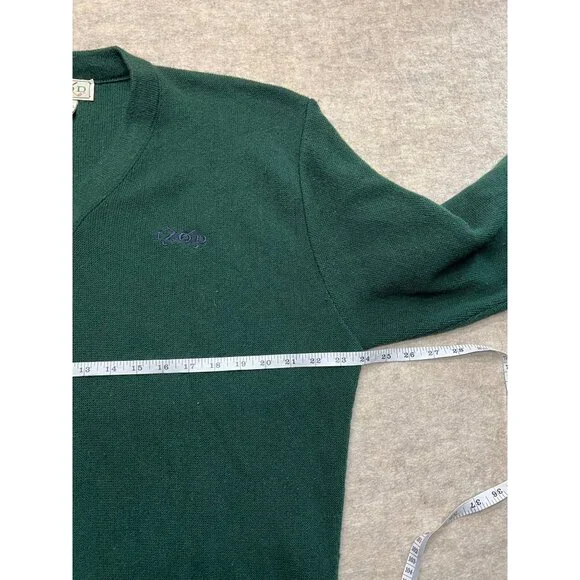 Vintage Izod 80's V-Neck Hunter Green Acrylic Long sleeve Sweater Size Large - Picture 8 of 9